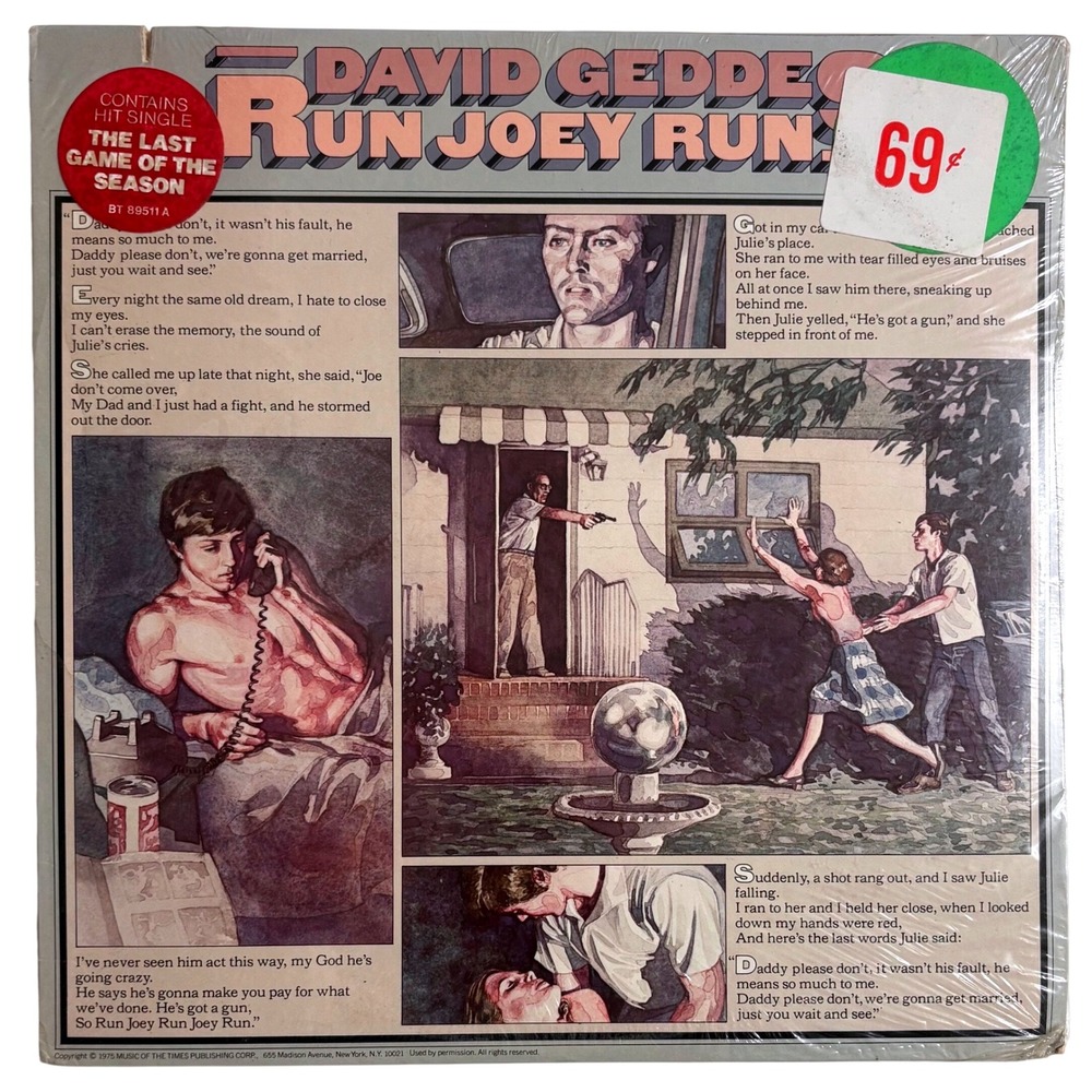 David Geddes Run Joey Run Vinyl LP 1975 Big Tree Records BT 89511 A Pop Rock
